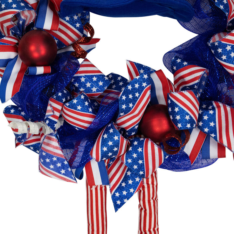 Patriotic Hat with Legs Deco Mesh Wreath - 24"