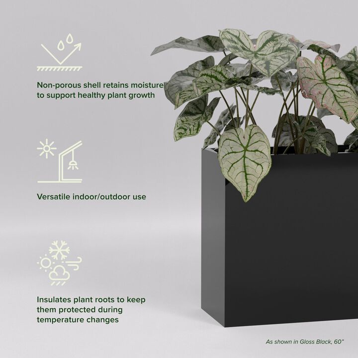 Greenline Fiberglass Leo Extra Large Indoor/Outdoor Rectangle Planter - 48 in x 16 in x 24 in