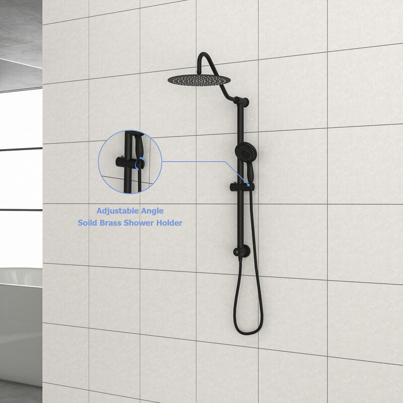 Matte Black 10" Shower System with 5 Function Hand Shower