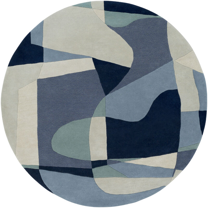 Forum FM-7195 6' x 9' Kidney Blue Rug