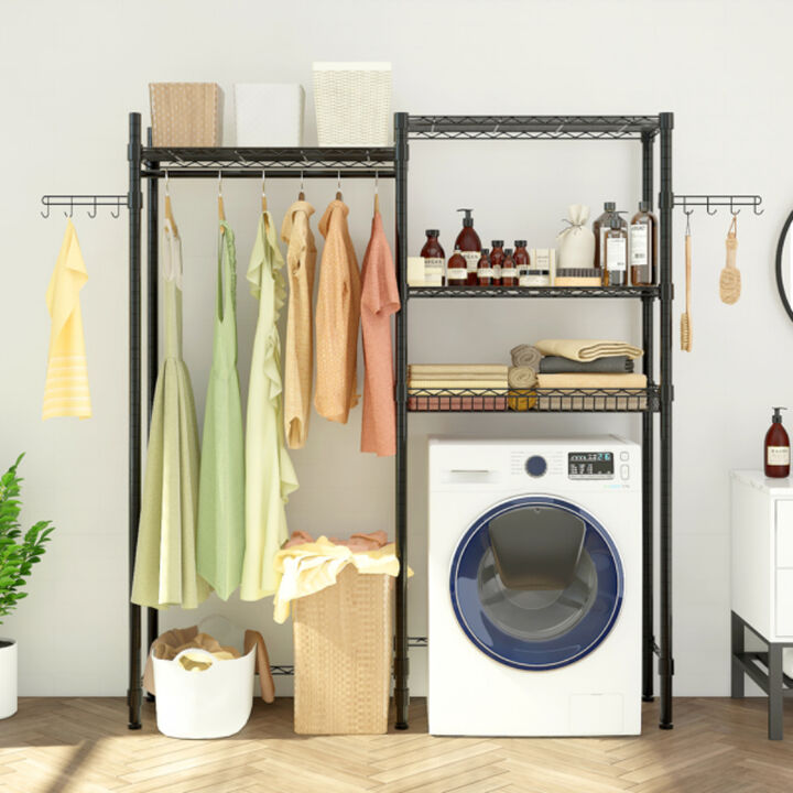 Heavy-Duty Wire Garment Rack with Storage Shelves for Laundry Room