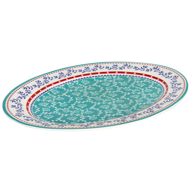 Gibson Home VIllage Vines 14 Inch Fine Ceramic Oval Platter in Multi