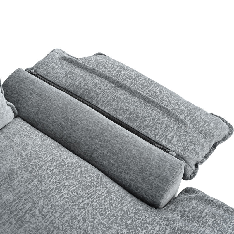 Merax U-Shaped Chenille Sectional Sofa with Adjustable Armrest Pillows
