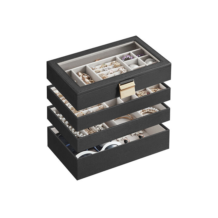 4-Tier Stackable Jewelry Trays for Organized Accessory Storage