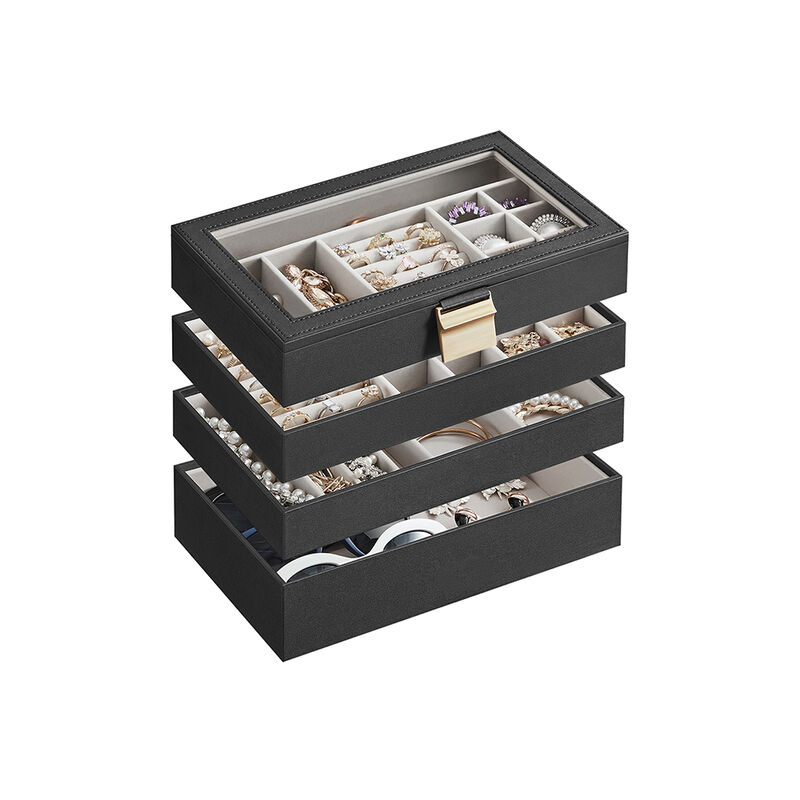 4-Tier Stackable Jewelry Trays for Organized Accessory Storage