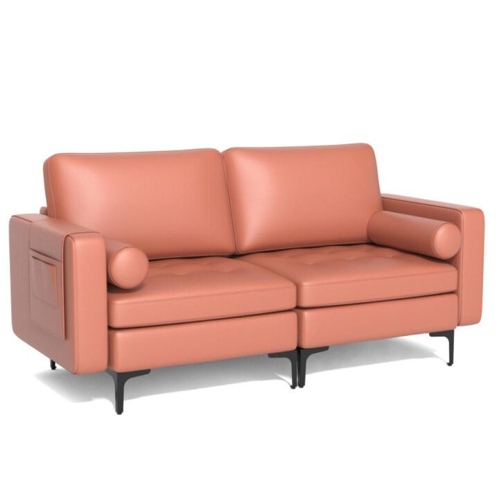 Hivvago Modern Loveseat Sofa with 2 Bolsters and Side Storage Pocket