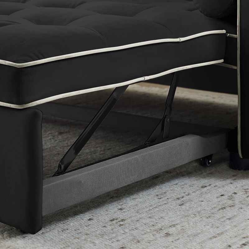 Modern 55.5" Pull Out Sleep Sofa Bed 2 Seater Loveseats Sofa Couch With Side Pockets