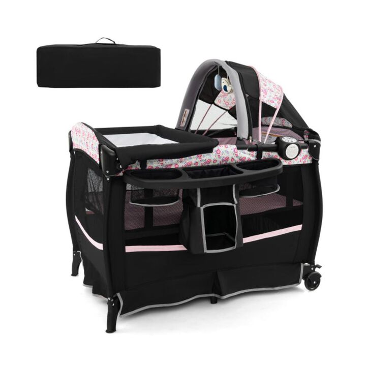 Hivvago 4 in 1 Portable Pack and Play Baby Nursery Center with Bassinet