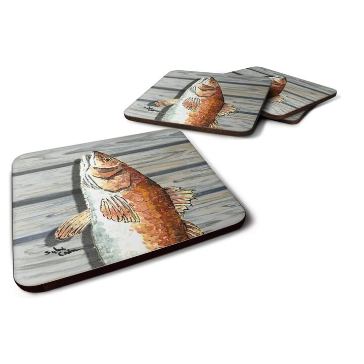 Caroline's Treasures 8489FC Red Fish Foam Coasters (Set of 4), 3.5 H x 3.5 W, Multicolor