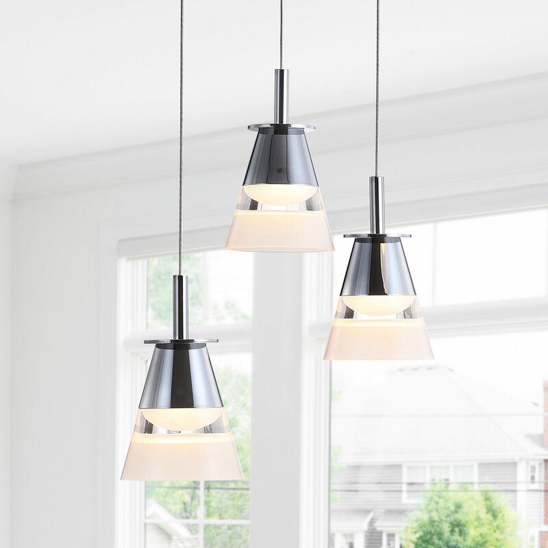 Alain 12.5" 3-Light Adjustable Cascading Metal Integrated Cluster LED Pendant
