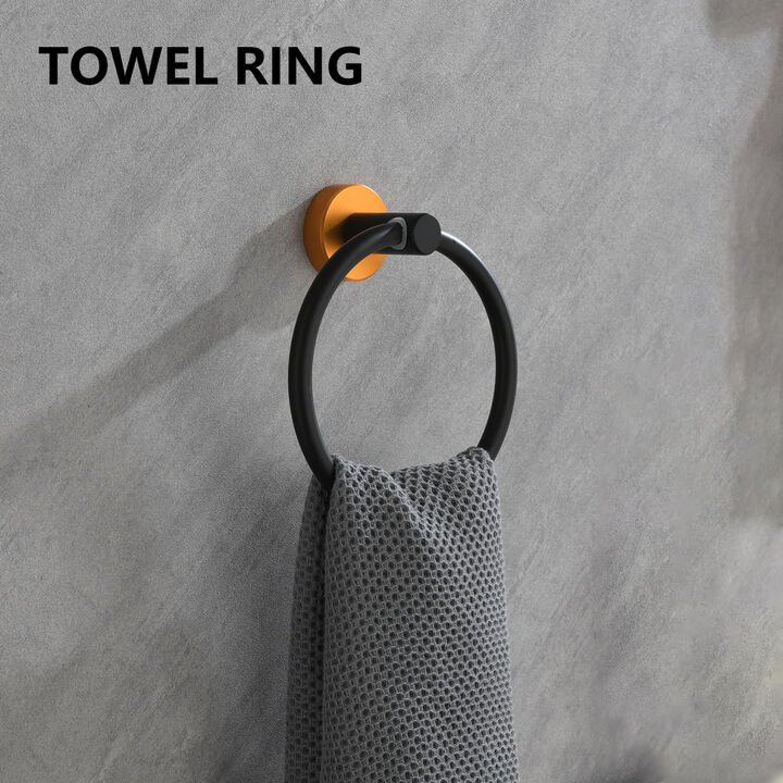 6 Piece Bathroom Towel Rack Set Wall Mount 0007