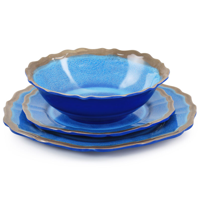 Elama Roma 12 Piece Melamine Dinnerware Set in Blue