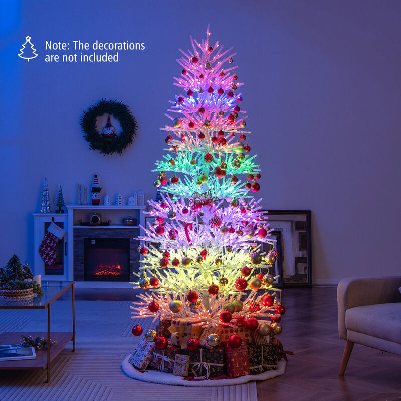 Artificial Pre-lit Christmas Tree Hinged Xmas Tree with Coral-like Branch Tips