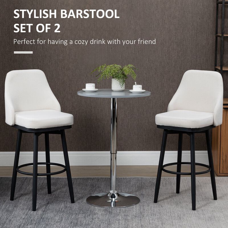 Ivory White Bar Seating: Plush Upholstered Stools with Steel Legs