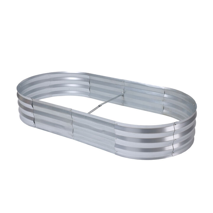 LuxenHome 6’ x 3’ Oval Raised Galvanized Steel Garden Bed Planter