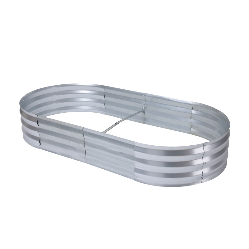 LuxenHome 6’ x 3’ Oval Raised Galvanized Steel Garden Bed Planter