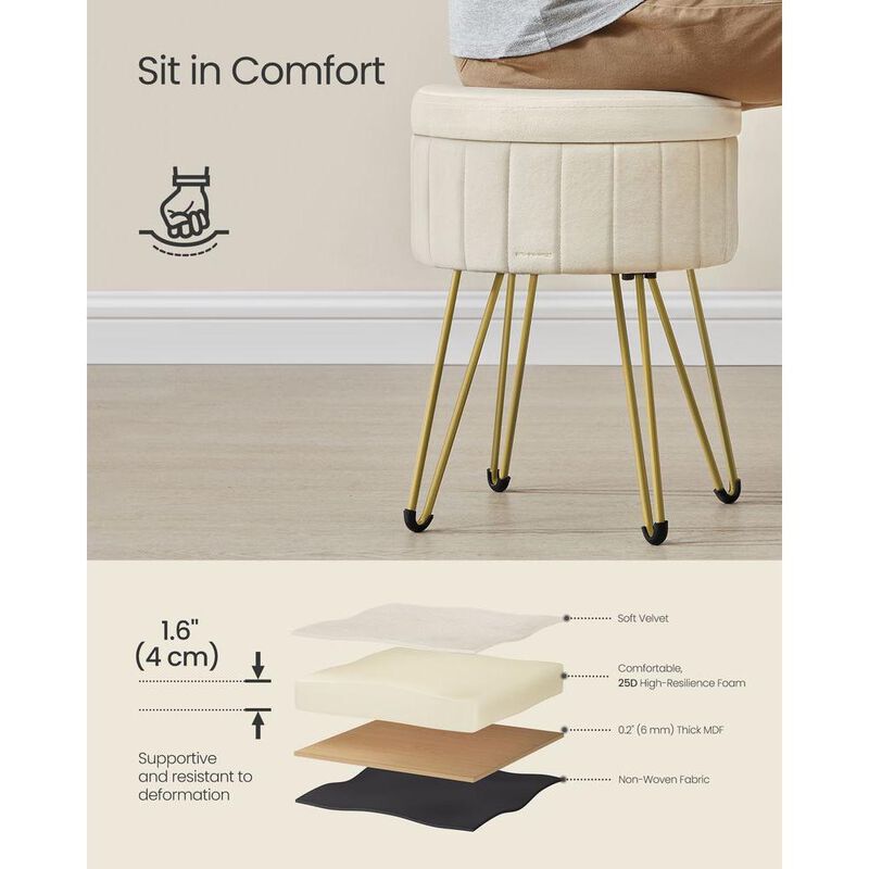 Vanity Stool Chair with Storage - Stylish and Functional Makeup Seat with Hidden Storage