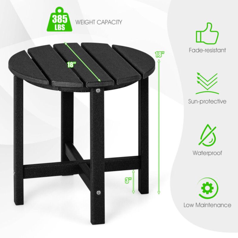 Hivvago 18 Inch Round Weather-Resistant Adirondack Side Table