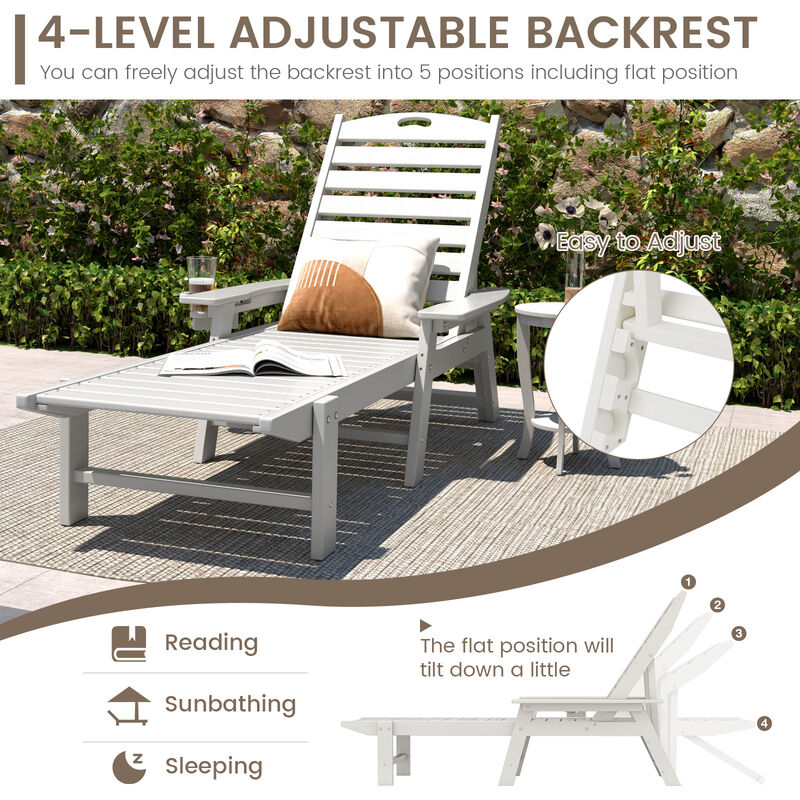 Patio Chaise Lounge Chair with 4 Position Backrest