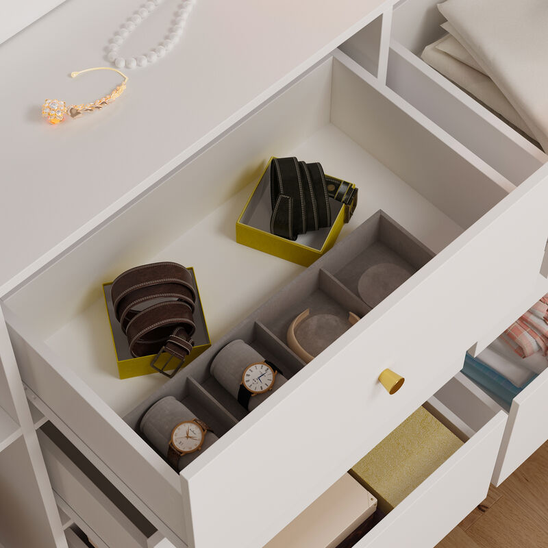 13-Drawer Dresser With Adjustable Lights And White Finish