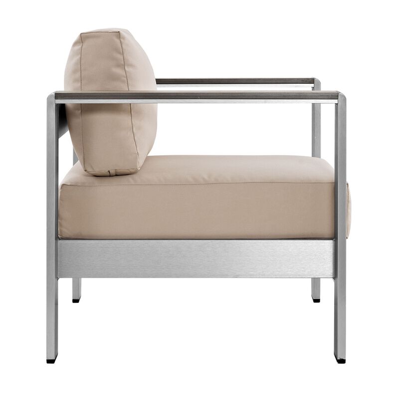 Shore 3 Piece Outdoor Patio Aluminum Set - Silver Beige