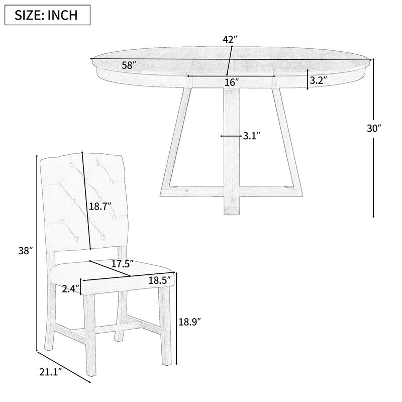 Merax 5-Piece Retro Functional Dining Set