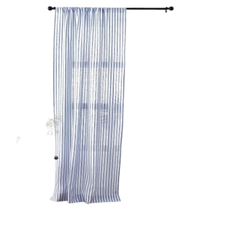 Solino Home 100% Pure Linen Capri Ticking Stripe Curtain