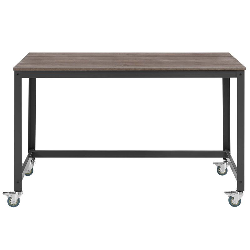 Modway Vivify Industrial Modern Computer Office Desk With Locking Casters