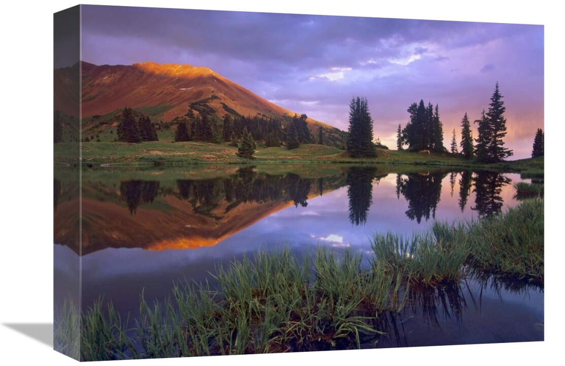 Mount Baldy at sunset reflected in lake along Paradise Divide, Colorado-Canvas Art-16x12