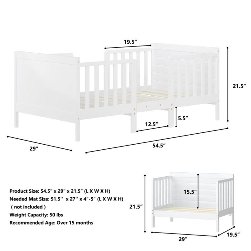 Hivvago 2-in-1 Convertible Toddler Bed with Guardrails