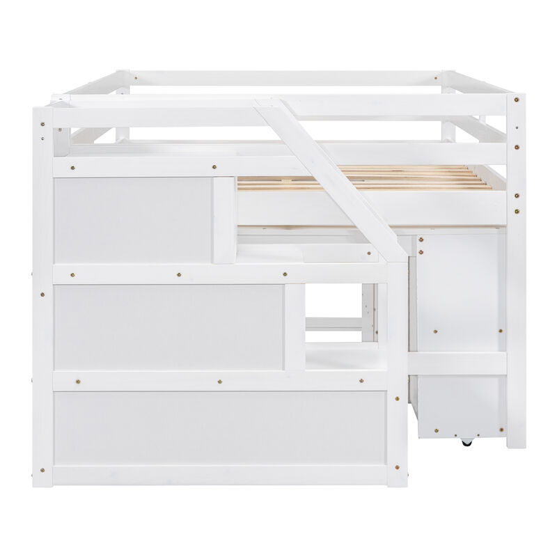 Merax Loft Bed with Writing Desk and 3 Drawers