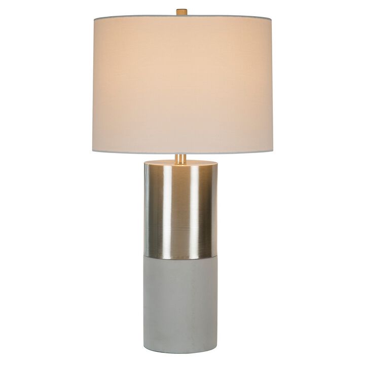 29 Inch Table Lamp, Set of 2, Metal, Concrete, Gray and Chrome Finish-Benzara