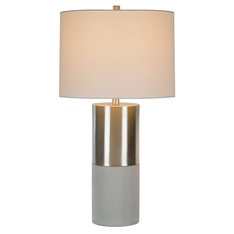 29 Inch Table Lamp, Set of 2, Metal, Concrete, Gray and Chrome Finish-Benzara
