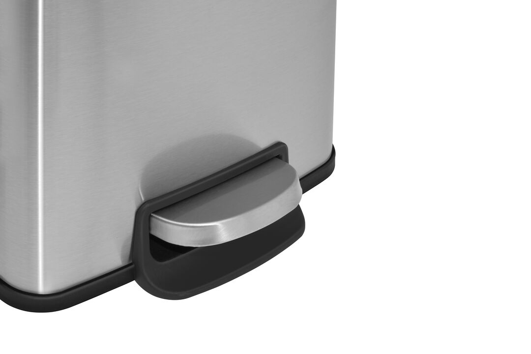 8 Gallon Stylish Rectangular Shape Stainless Steel Trash Can