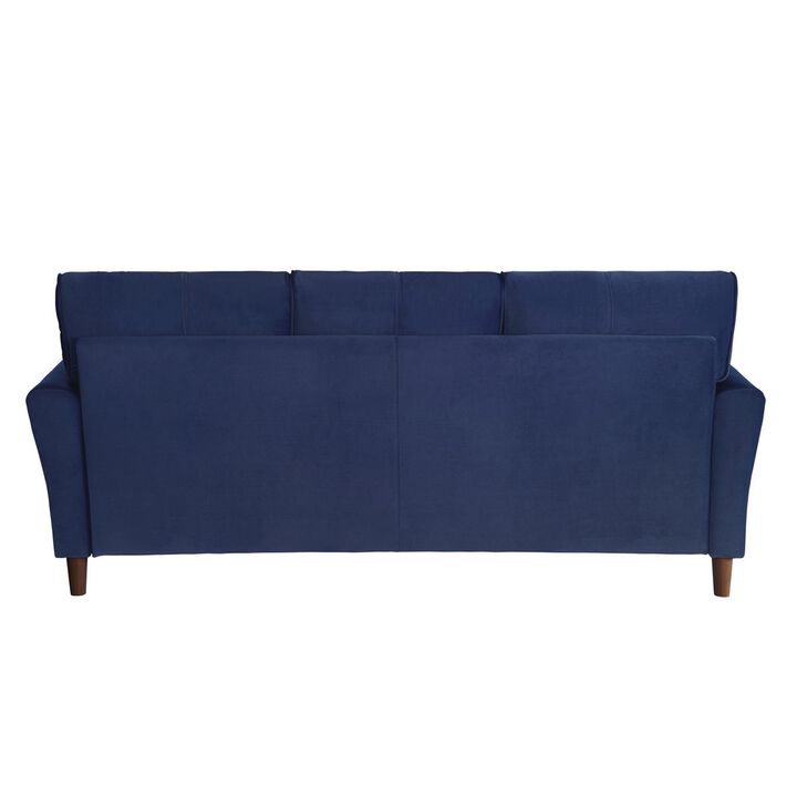 Sarah, Blue Velvet, Stitch Tufting, Reversible Cushions - Benzara