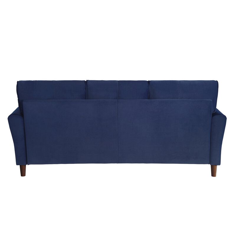 Sarah, Blue Velvet, Stitch Tufting, Reversible Cushions - Benzara