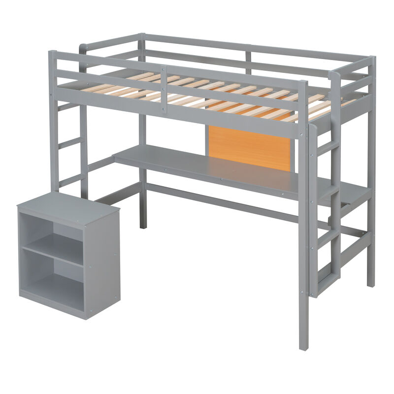 Merax Modern  Wooden Loft Bed with Desk