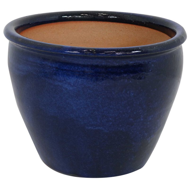 Sunnydaze 15 in Chalet High-Fired Glazed Ceramic Planter