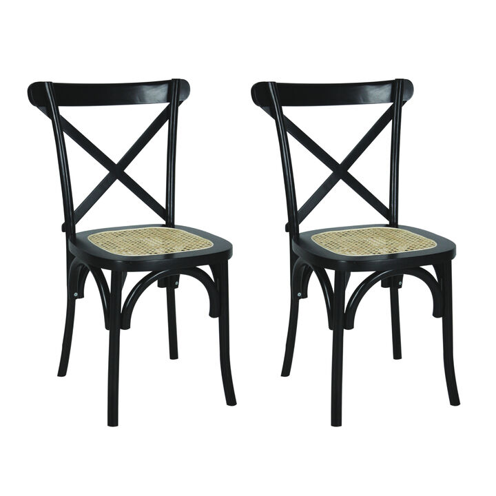 Cassis Classic Traditional X-Back Wood Rattan Dining Chair