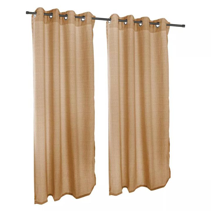 Pawleys Island Sunbrella Outdoor Gazebo Grommeted Textured Curtain Panel - 50"x84", Linen/Sesame