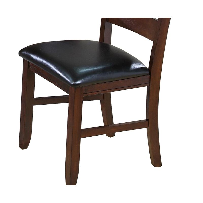 Contemporary Dining Chairs Set of 2  Solid Wood Faux Leather Cushion Side Chairs Kitchen Dining Room Furniture