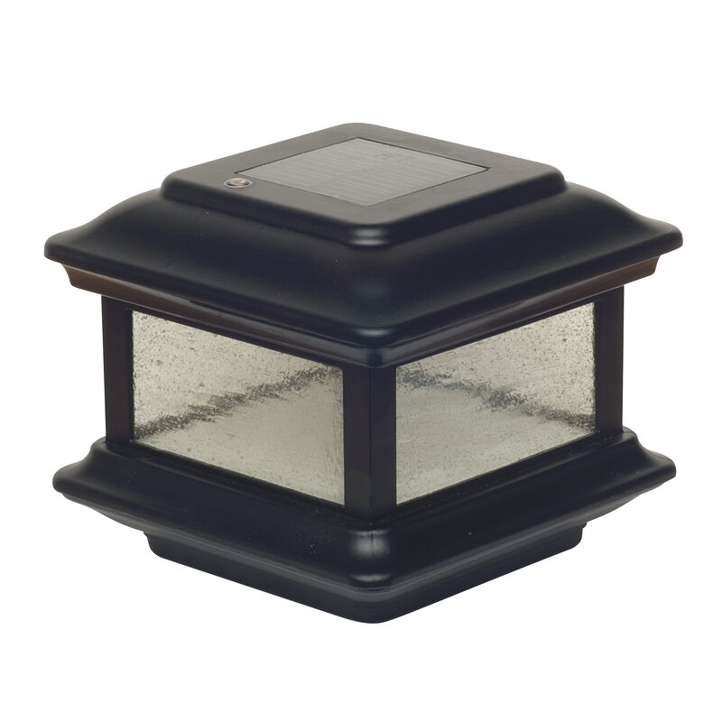 Set of 2 Black and Clear Colonial Solar Powered Post Caps for 4x4 Fence Post