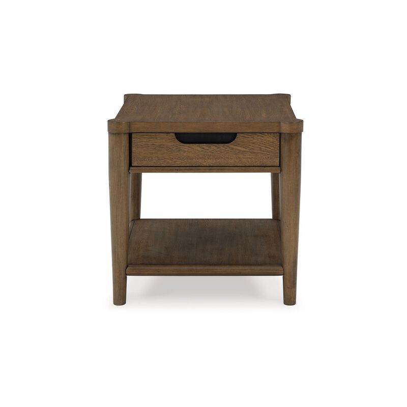 Howie Side End Table, Drawer and Shelf, Rectangular 26 Inch Brown Wood - Benzara
