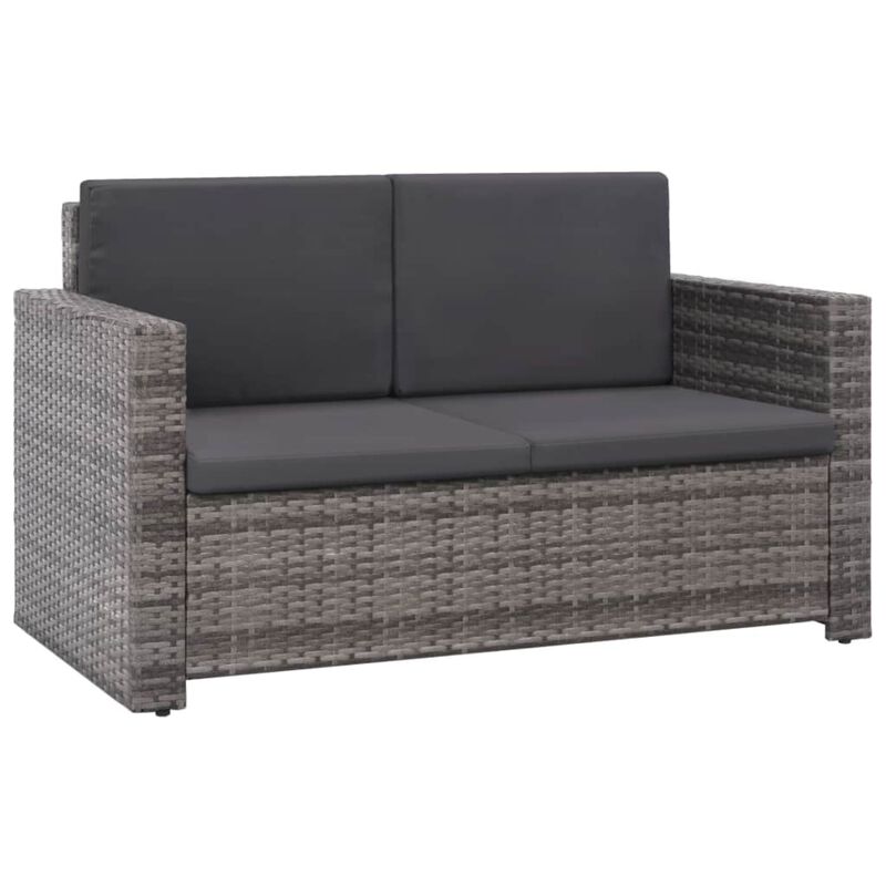 vidaXL 2 Piece Garden Lounge Set with Cushions Poly Rattan Gray