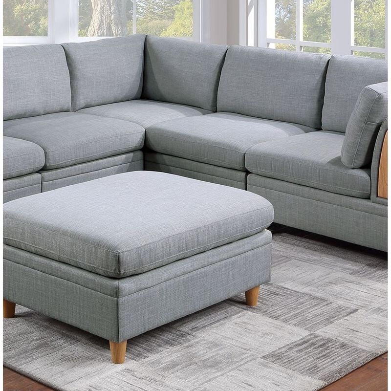 Living Room Furniture Ottoman Light Dorris Fabric 1 Piece Cushion Ottomans Wooden Legs