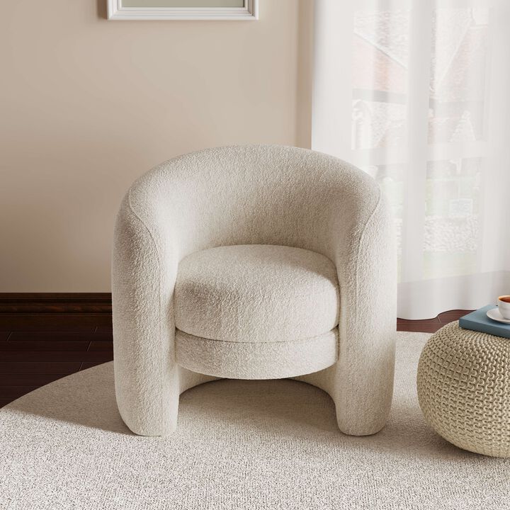 Merax Modern Curved Back Boucle Upholstered Accent Chair