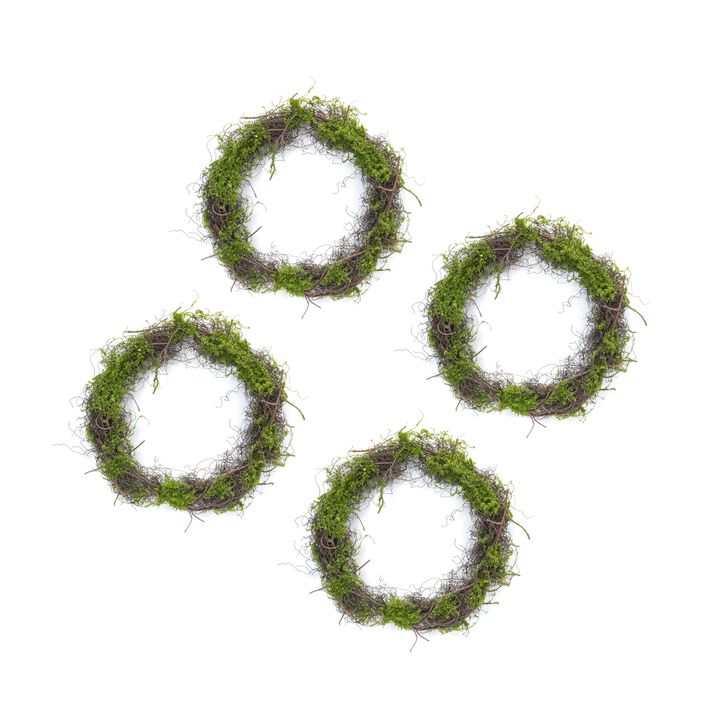 Moss Wreath Set of 4 for Rustic or Natural Home Décor