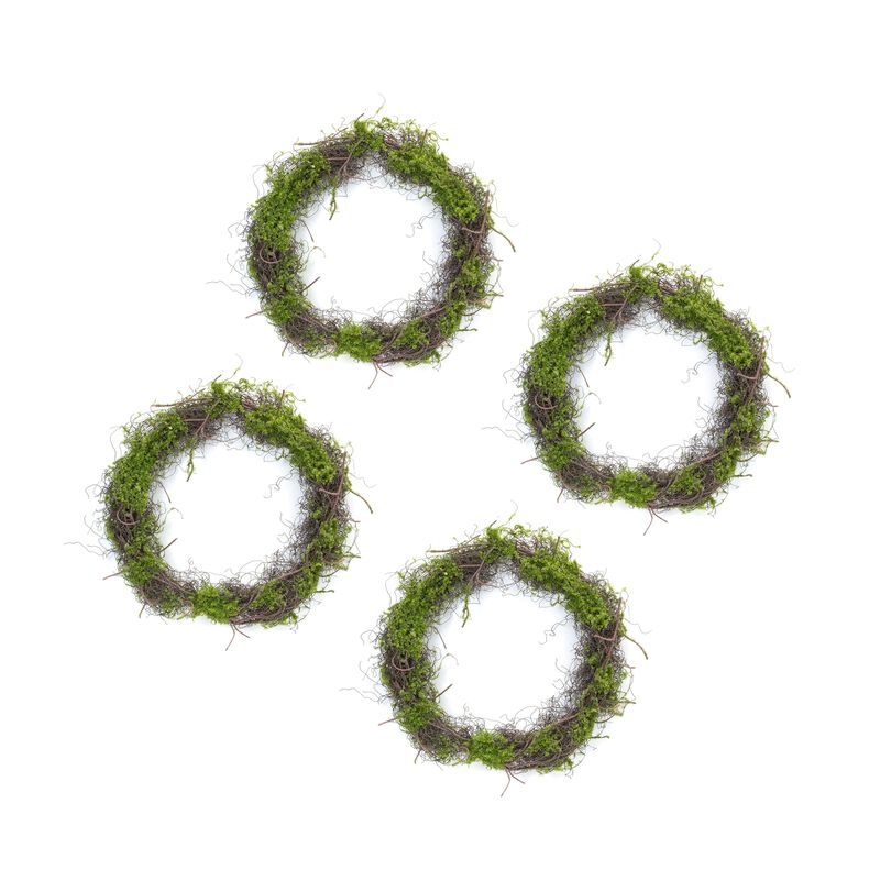 Moss Wreath Set of 4 for Rustic or Natural Home Décor