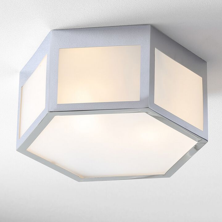 Minimo Hexagon Metal/Frosted Glass LED Flush Mount