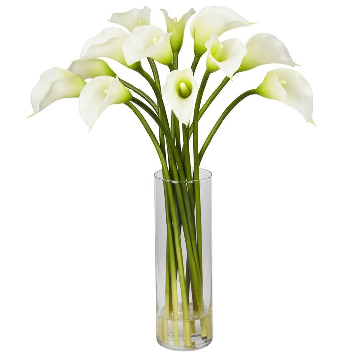 Nearly Natural Calla Lilly w/Cylinder Vase